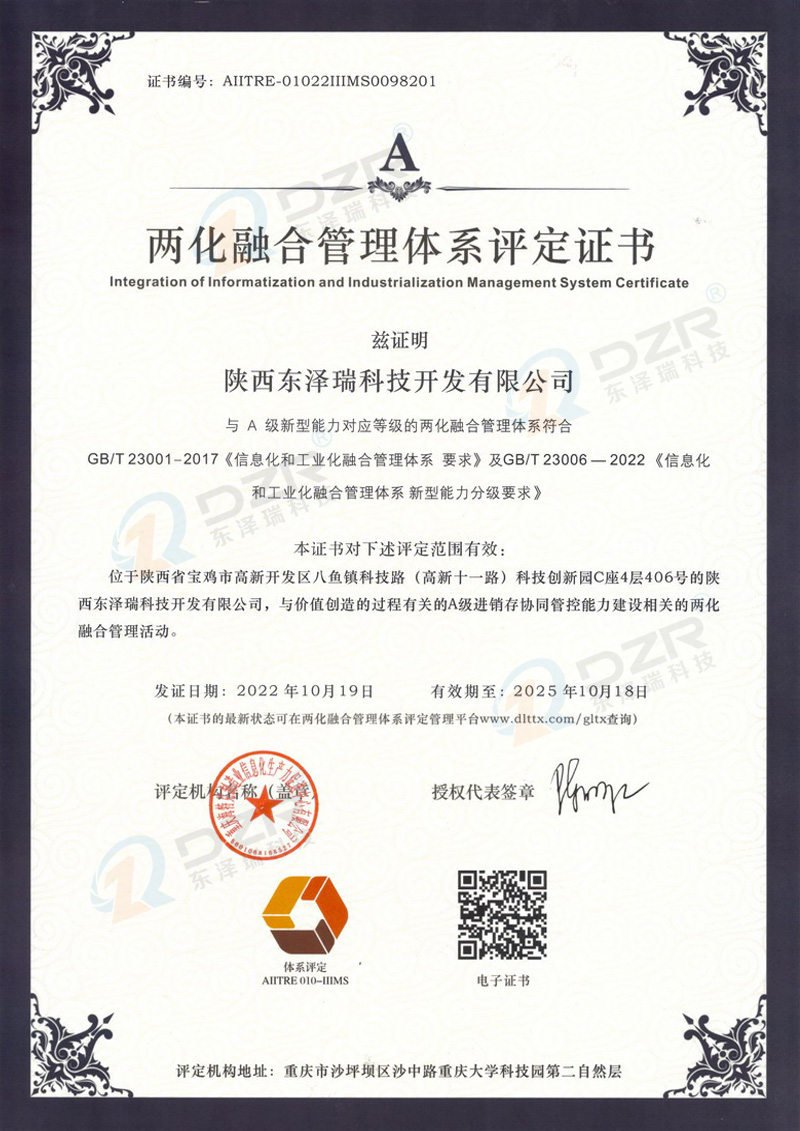 Certificate of Evaluation for the Integration of Indust...